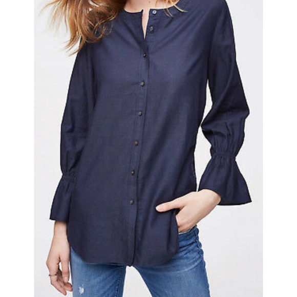 LOFT Tops - Ann Taylor LOFT Cotton Smocked Trim Tunic